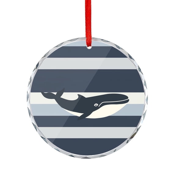 Nautical Nursery Art Whale Glass Ornament Xmas Decor Indoor Home Holiday Party Gifts Sea Animals Fish Whale Underwater World Round Christmas Ornament