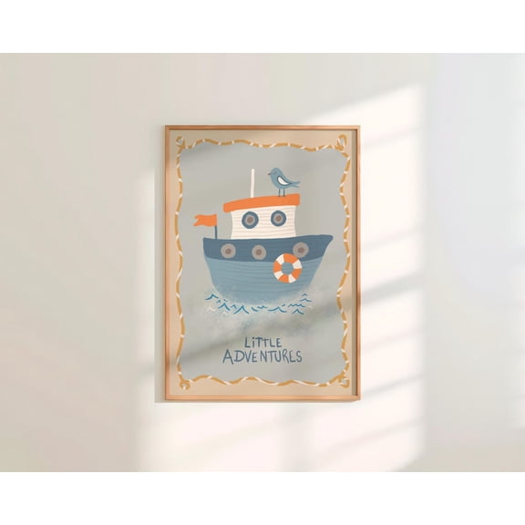 Nautical Nursery Wall Art Baby Boy Room Ocean Theme Unframed Paper Print