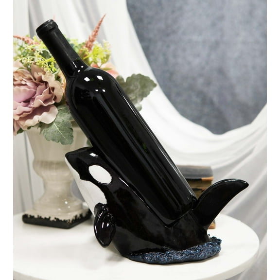 Nautical Ocean Marine Breaching Orca Killer Whale Wine Bottle Holder Statue