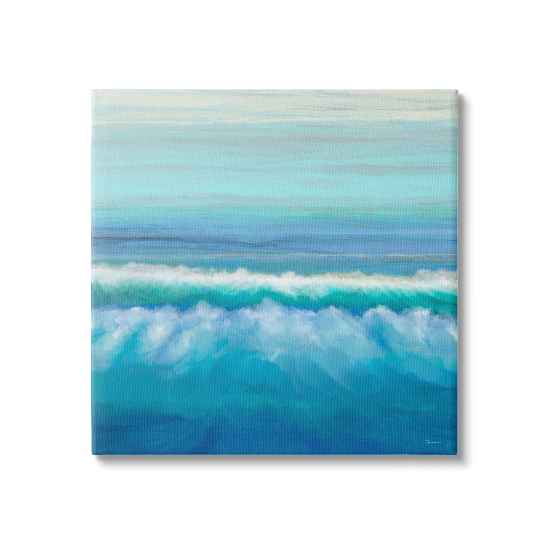 Nautical Ocean Rolling Waves Coastal Painting Gallery Wrapped Canvas Print Wall Art