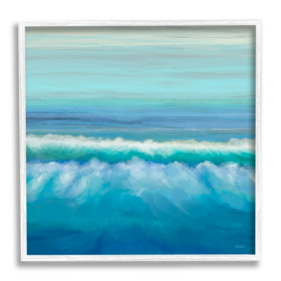 Nautical Ocean Rolling Waves Coastal Painting White Framed Art Print Wall Art