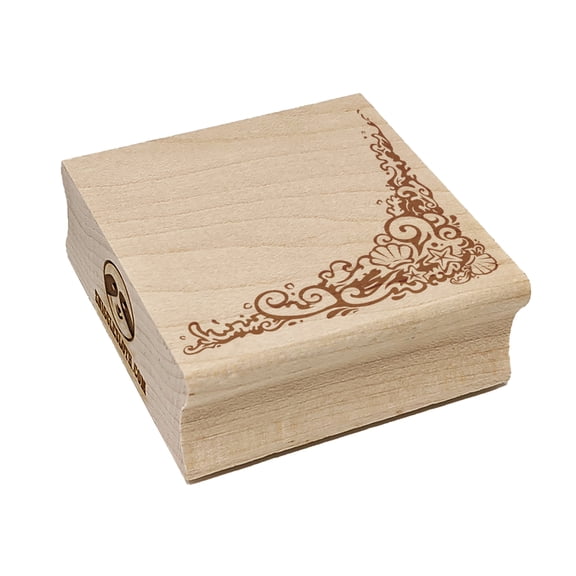 Nautical Ocean Sea Wave Border with Shells and Stars Square Rubber Stamp Stamping Scrapbooking Crafting - Large 2.75in