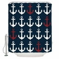 thumbnail image 1 of Nautical Ocean Shower Curtain, 60" x 72", Anchor Dark Blue Waterproof Bathroom Curtain Washable Shower Curtain Set with 12 Hooks, 1 of 6