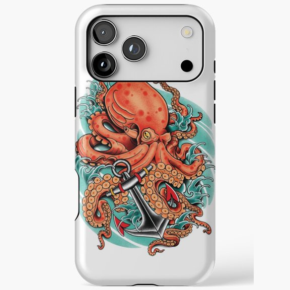 Nautical Octopus Anchor Tattoo Art Phone Case 17 through 11 Pro Max