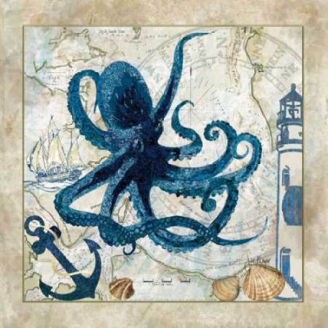 Nautical Octopus Canvas Art - Jill Meyer (24 x 24)