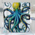 thumbnail image 1 of Nautical Octopus Shower Curtain, Funny Blue Ocean Animal Octopus Kraken Fabric Shower Curtains Set for Kids Boys Men Bathroom Decoration with Hooks 72 X 72 inch Cool Bath Decor, 1 of 4