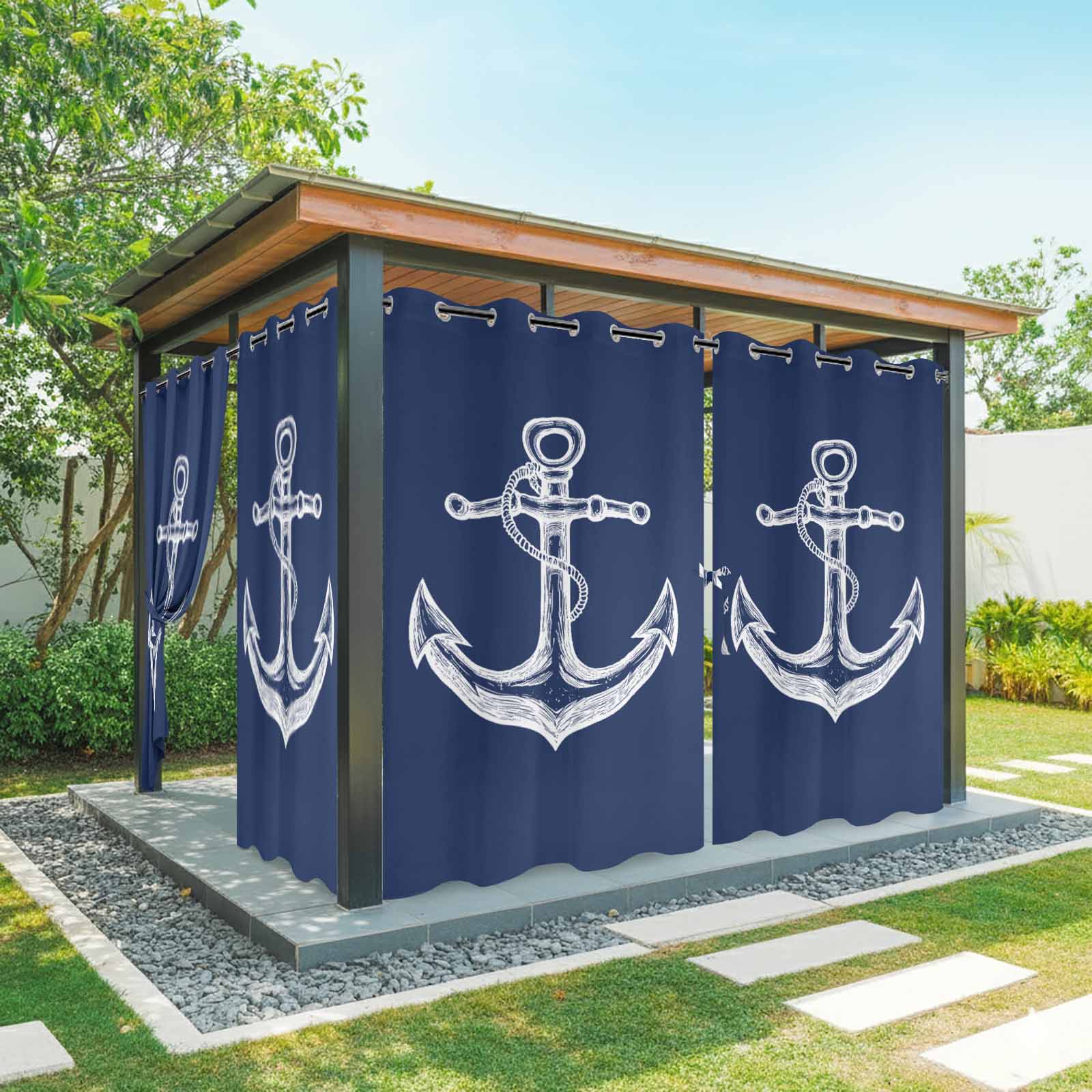 Privacy Rope Nautical Outdoor Curtains for Patio Waterproof, Anchor Rope Coastal ...