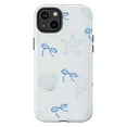 thumbnail image 1 of Nautical Pastel Shell Phone Case, Simple Line Art Design with Ribbons Phone Cover, Fits iPhone 16 15 14 13 12 11 Pro Max Mini, 1 of 6