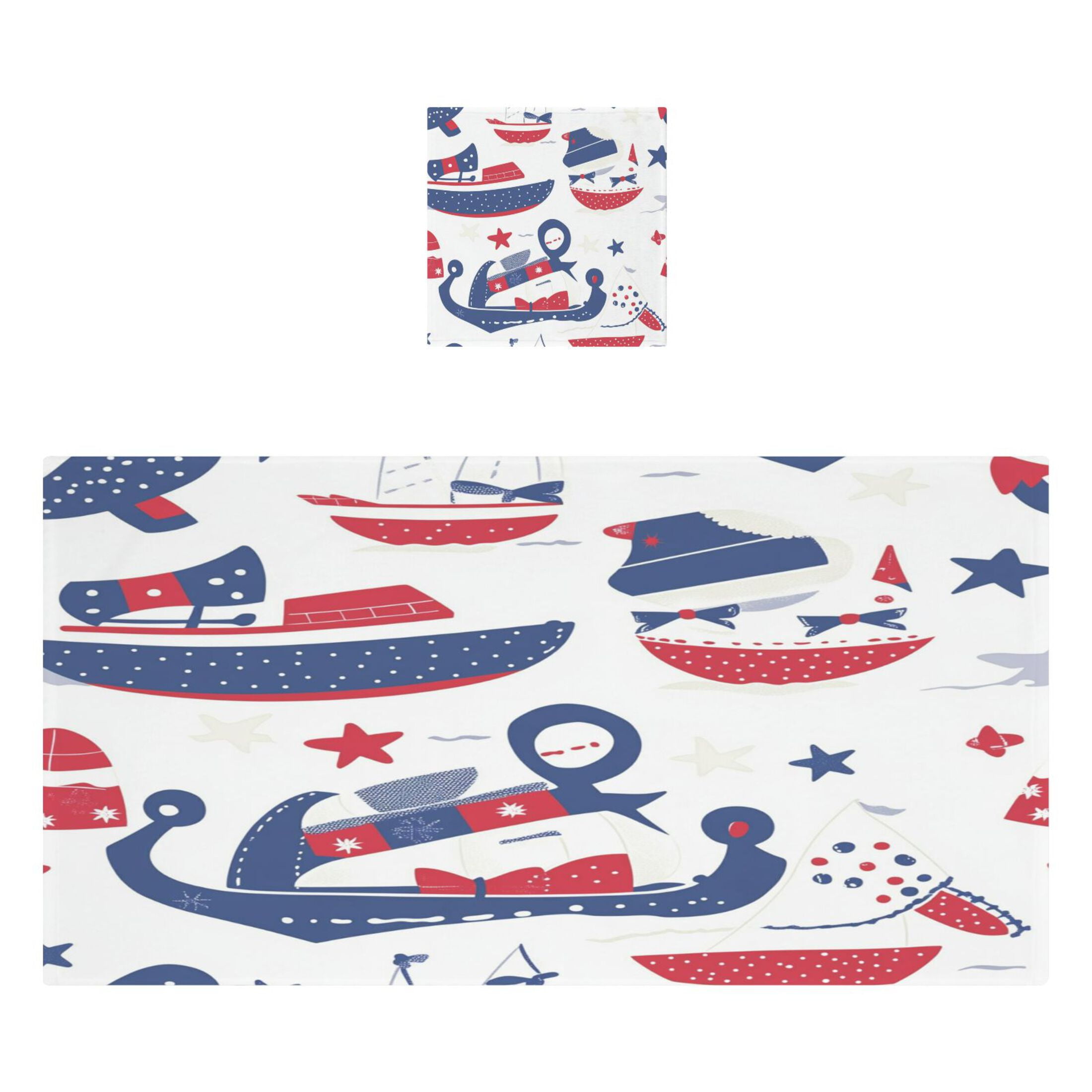 Nautical Pattern 2 Piece Cotton Bath and Face Towel Set Soft and Absorbent, for Beach Pool Bathroom
