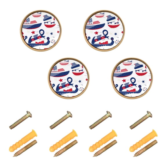 Nautical Pattern Cabinet Furniture Knobs Drawer Metal Pulls 1.26in Acrylic Zinc Alloy Dual Screw Set