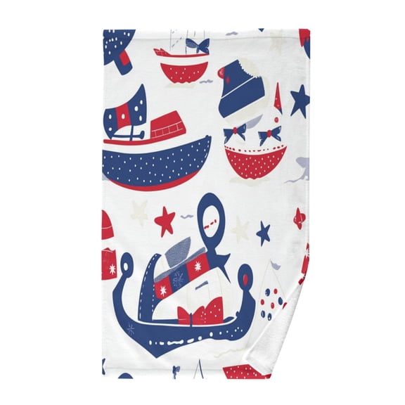 Nautical Pattern Soft 100% Cotton Towel, High Absorbency, Single Pack, 16" x 28"