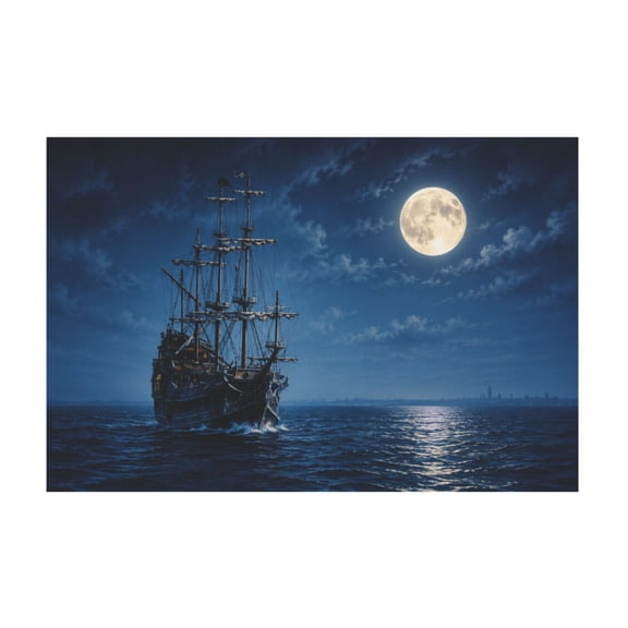 Nautical Pirate and Viking Ship Seascape Canvas Wall Art for Living Room Kitchen Home Decor 12*18in