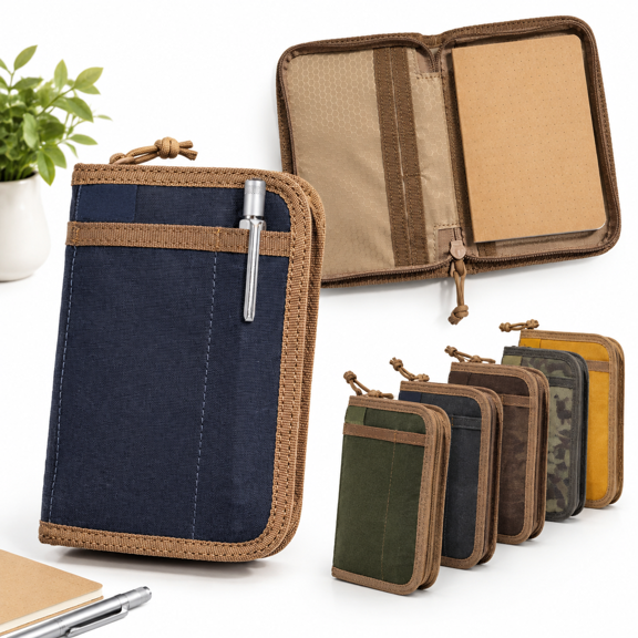 Nautical Pocket-size Zipper Tomoe River Waxed Canvas Notebook for Travel and Daily Use