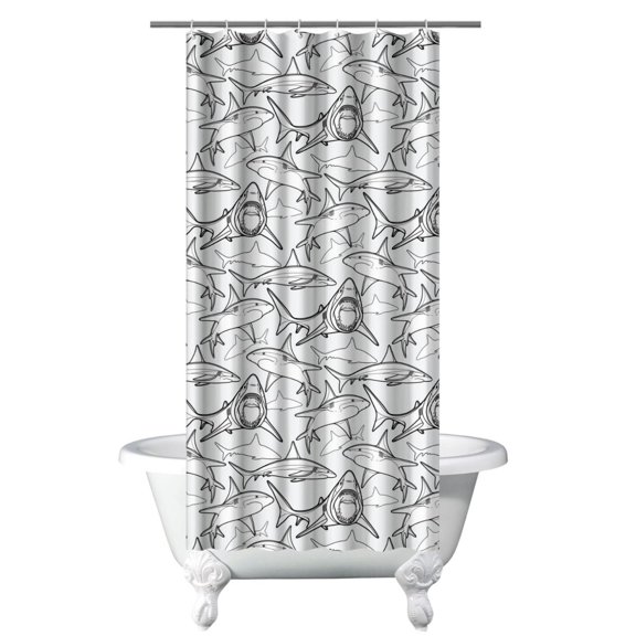 Nautical Predator Shower Curtain Liner - Shark Marine Life Theme, Waterproof Reusable Bathroom Fabric for Modern Coastal Decor,36x72in