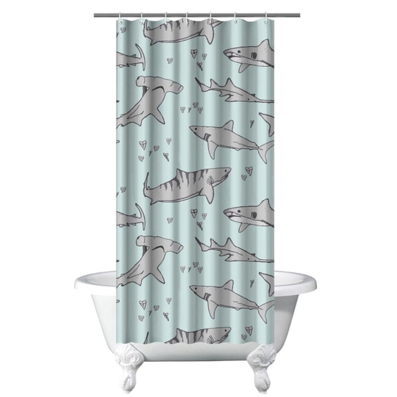 Nautical Predator Shower Curtain Liner - Shark Marine Life Theme, Waterproof Reusable Bathroom Fabric for Modern Coastal Decor,36x72in