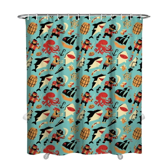 Nautical Predator Shower Curtain Liner - Shark Marine Life Theme, Waterproof Reusable Bathroom Fabric for Modern Coastal Decor,72x84in