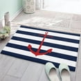 thumbnail image 1 of Nautical Retro Red Anchor on Stripes Doormat Shaggy Plush Rug, Comfy Furry Floor Area Rugs Navy Blue and White Cozy Throw Shag Carpets Indoor Entrance Decor Door Mats, 1 of 6