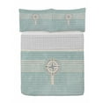 thumbnail image 1 of Nautical Reversible Bedspread Set, Aged Ocean Lover Phrase Anchor and Compass Marine Adventure Design, Pillow Shams & Comforter Microfiber Bedding Set, 3 Sizes, Beige and Blue, by Ambesonne, 1 of 4