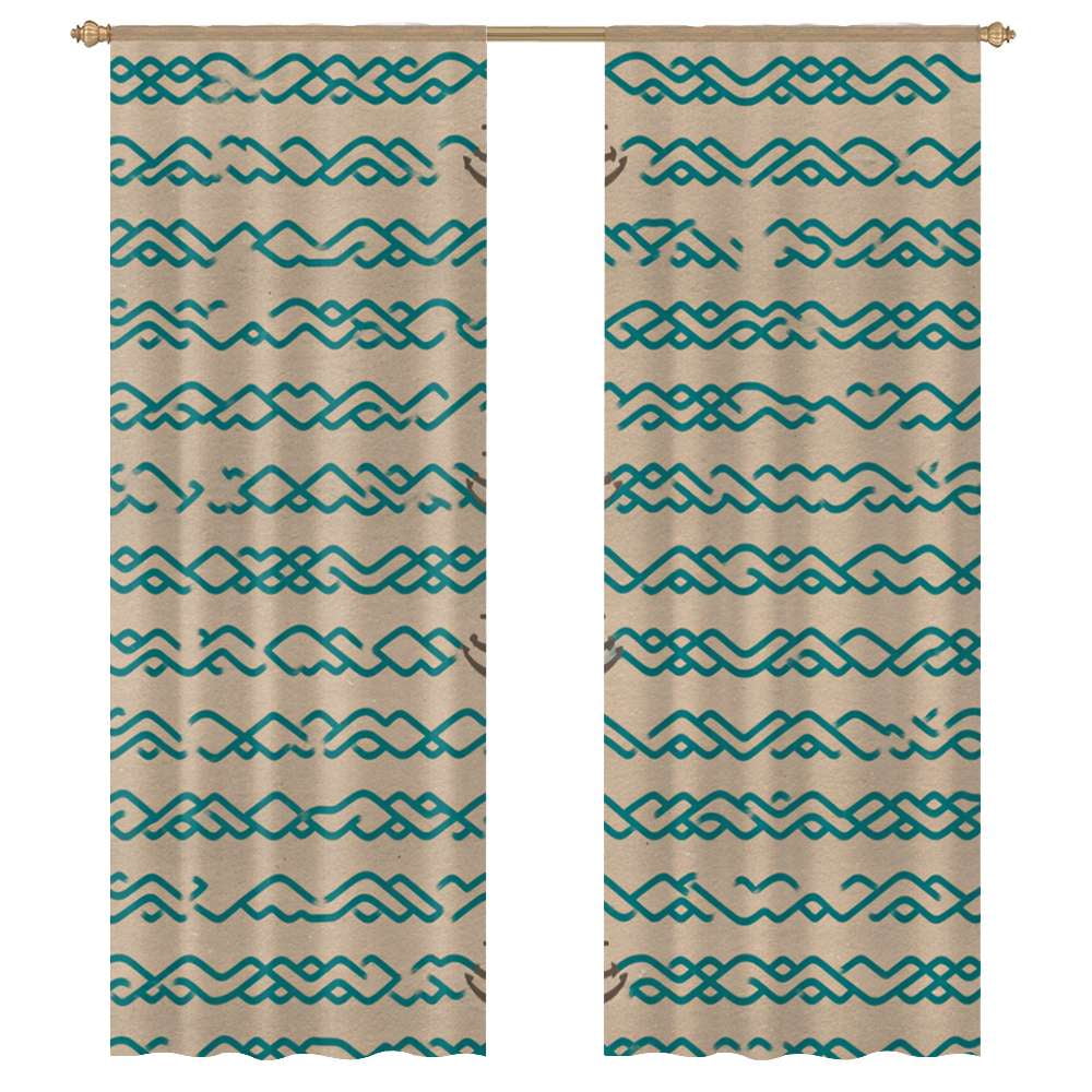 Nautical Rope And Anchor Pattern Sheer Voile Curtain Window Tulle ...