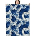 thumbnail image 1 of Nautical Rope Blanket - Soft Fleece Throw with Blue and White Rope Design - Perfect for Coastal Decor, Beach Houses, and Nautical Themes - 60x80 Inches, 1 of 6