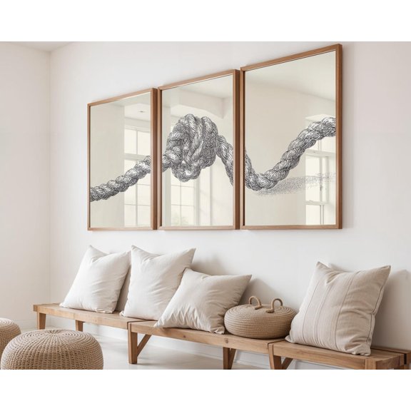 Nautical Rope Knot Art Print Set Coastal Maritime Triptych Beach House Decor Poster Set 3