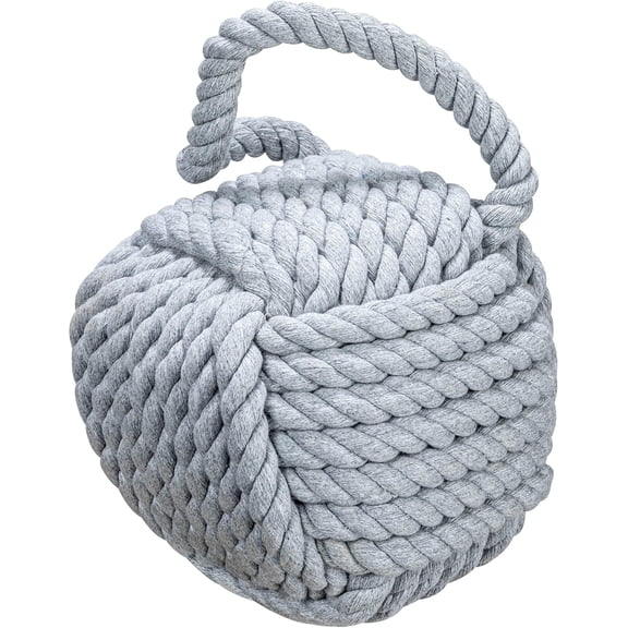 Nautical Rope Knot Decorative Cotton Door Stop, Grey