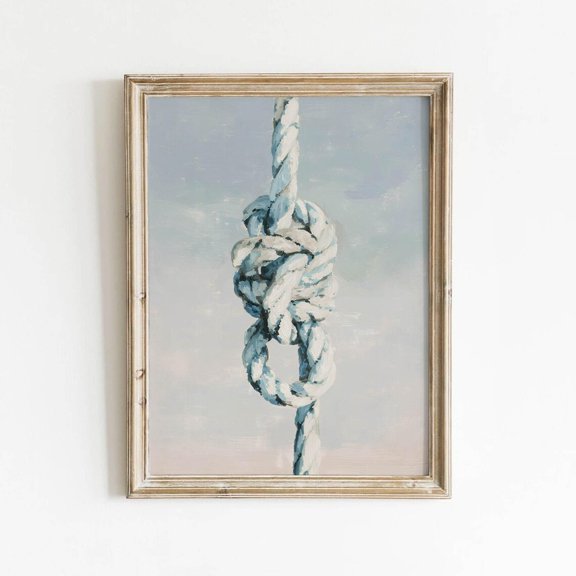 Nautical Rope Knot Wall Art Print, Rustic Coastal Living Room Beach Decor
