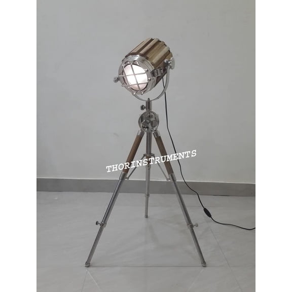 Nautical Royal Wooden Table Lamp Tripod Searchlight Home Decorative