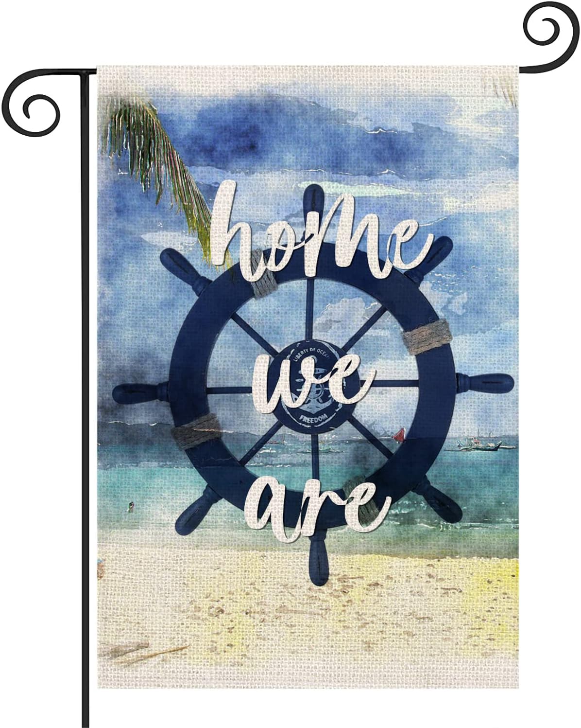 Nautical Rudder Garden Flag Vertical Double Sided for Outside, Ocean ...