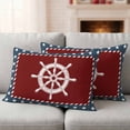 thumbnail image 1 of Nautical Rudder Lumbar Pillow Covers 20x12 Inch Set of 2, Red Navy Blue Coastal Stars Ocean Waterproof Outdoor Pillow Covers, Decorative Cushion Pillowcases for Couch, Sofa, Bed, Garden, Patio, 1 of 9