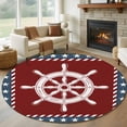 thumbnail image 1 of Nautical Rudder Round Area Rug 5Ft Washable Circle Rugs for Living Room Bedroom, Red Navy Blue Coastal Stars Ocean Non-Slip Carpet Floor Mats Indoor Outdoor Carpet Runner Aesthetic Home Decor, 1 of 8
