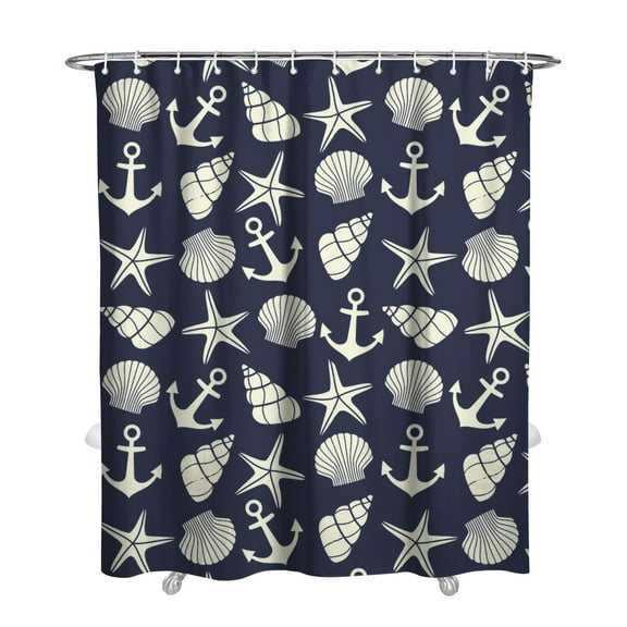 Nautical Sailboat and Anchor Shower Curtain 72x84in, Waterproof Chun Yafang Polyester Fabric with 12 Plastic Hooks, Marine-Themed Bathroom Decor for Coastal Homes, RVs, Dorms, or Beach Houses