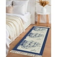 thumbnail image 1 of Nautical Sailboat Hallway Runner Rug 2x6ft,Navy Blue Ocean Seagull Waves Ship Washable Woven Living Room Bedroom Kitchen Bathrom Carpet with Tassels,Indoor Outdoor Throw Door Mat for Entryway, 1 of 5