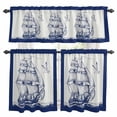 thumbnail image 1 of Nautical Sailboat Kitchen Curtains Sets for Windows 24 Inch Length, Navy Blue Ocean Seagull Waves Ship Rod Pocket Window Treatments Tier Curtains and Valances Set for Bedroom/Bathroom, 1 of 8
