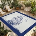 thumbnail image 1 of Nautical Sailboat Outdoor Rug 5x8 Ft - Reversible Patio Rug Outdoor Camping Rugs, Navy Blue Ocean Seagull Waves Ship Washable Indoor Outdoor Area Rugs, Non-Slip Outdoor Carpet Runner for Deck/Porch, 1 of 7