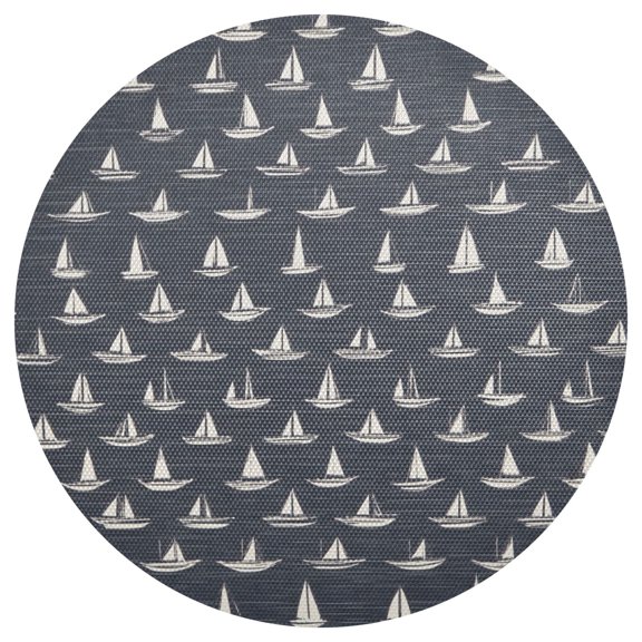Nautical Sailboat Print 15.4in Diameter PVC Plate Mat, Heat-Resistant and Cuttable, Kitchen Decor