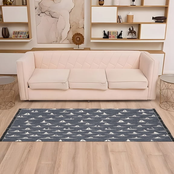 Nautical Sailboat Print 72x23.5" Bedroom Runner Rug, Durable and Non-Slip for Hallways and Living Rooms