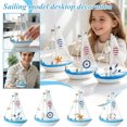 thumbnail image 1 of Nautical Sailboat Table Accent, Nautical Decor for Home, Coastal Decor for Home, Beach Decorations for Home, Handcrafted Blue and White Mediterranean Mini Sailboat Ornament with, 1 of 4
