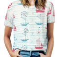 thumbnail image 1 of Nautical Sailboats Stripes-1 Women's Short Sleeve T-Shirt Crew Neck Casual Summer Trendy Loose Fit Tops, 1 of 7