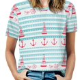 thumbnail image 1 of Nautical Sailboats Stripes-2 Women's T-Shirt Short Sleeve T Shirts Tops Tee Ladies Loose T, 1 of 7