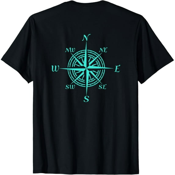 Nautical Sailing Classic DesignsTurquoise Compass Rose T-Shirt