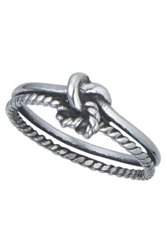 Nautical Sailor Knot Ring Womens Silver Stainless Steel Promise Band