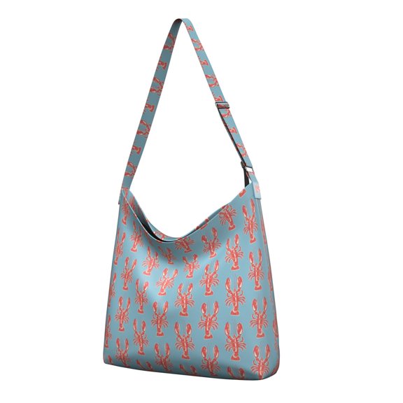 Nautical Seafood Canvas Tote Bag – Lobster and Crustacean Pattern with Coastal Starfish and Tropical Beach Marine Life, Foldable and Eco-Friendly