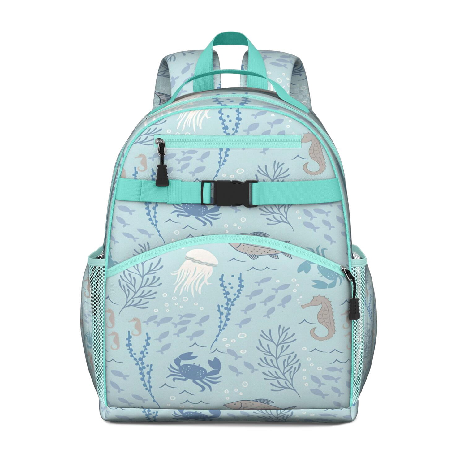 Nautical Seahorse Students Backpack with Tropical Coastal Life and ...