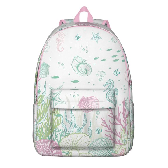 Nautical Seashell Beach Shell Travel Backpack – Durable Oxford Material Backpack with Tropical Fish Pattern, Large Capacity, Comfortable Carrying, Anti-theft Features for School and Travel