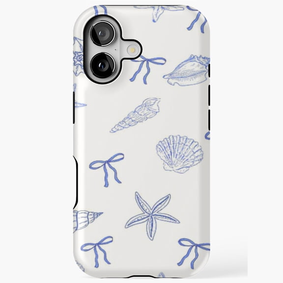 Nautical Seashell Bow Pattern Phone Case 17 16 15 14 13 12 11 Pro Max