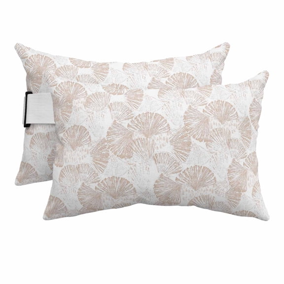 Nautical Seashell Outdoor Pillows for Chaise Lounge Chair Beach Headrest Pillow Set of 2 Waterproof Lumbar Pillows with Insert&Adjustable Strap Summer Coastal Marine Shells Beige Pool Pillow 12"x20"