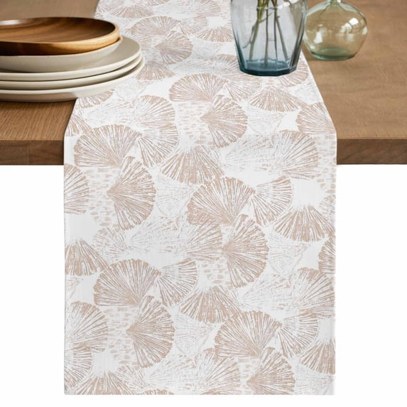 Nautical Seashell Table Runner 70 Inches, Summer Coastal Marine Shells Beige Bed Runner Dresser Scarves Tabletop for Indoor Outdoor Parties/Ceremony/Banquet, 13" x 70"