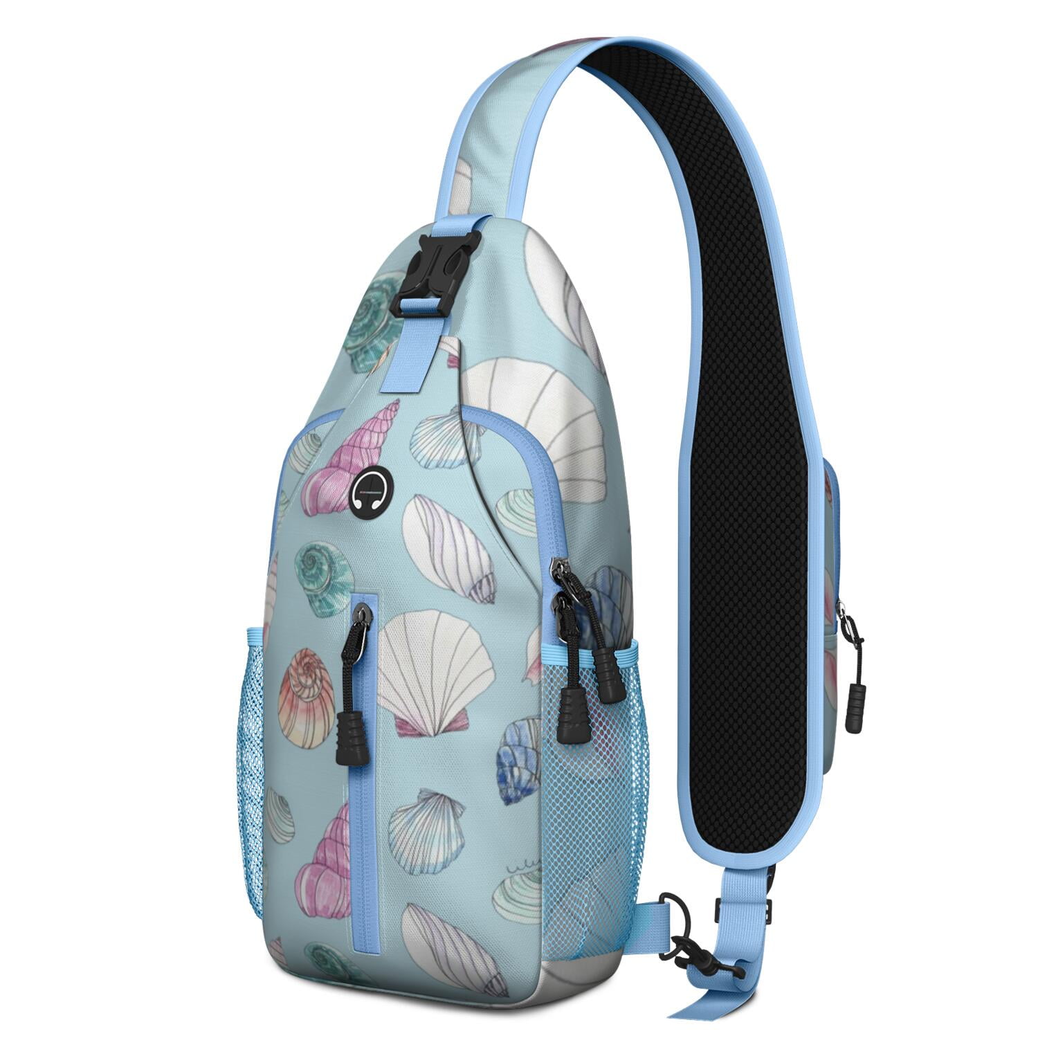 Nautical Seaside Sling Bag Featuring Tropical Fish, Marine Life, and ...