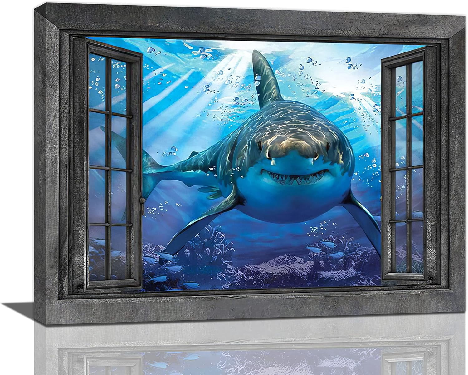 Nautical Shark Wall Art Coastal Ocean Theme Shark Pictures Wall Decor ...